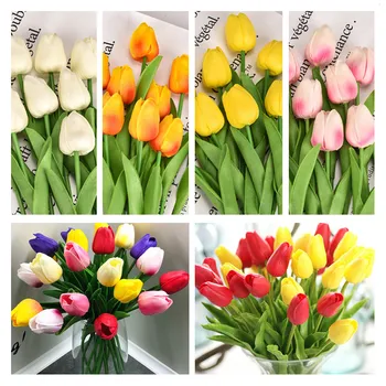 1 buc Lalele Flori Artificiale PU Flori False Real Touch Flori pentru Decor Nunta Petrecere Acasă Decor Buchet de Flori