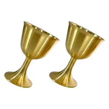 2 buc Alamă Potir Cupe Decorative din Metal Cupru Cupe de Lux Retro Templu Cupe