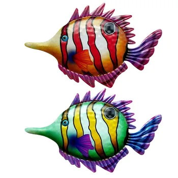 2 BUC Decoratiuni Metalice Pește Arta de Perete de Sculptură în aer liber Agățat Ornament Tapiserii Pentru Gradina Decor Acasă