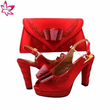 2021 Biroul Cariera Design Special Pantofi și Sac pentru a se Potrivi în Culoare Roșie Tocuri foarte inalte, cu Platforma Sexy Africane Doamnelor Sandale