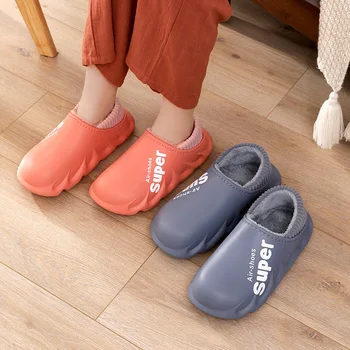 2021 Femei De Iarnă Papuci De Pluș Cald Barbati Pantofi Impermeabil Cupluri Non-Alunecare De Bumbac Interioară În Aer Liber Casă Confortabilă Toc Gros, Papuci De Casă