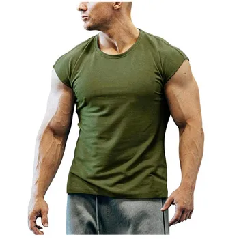 2021 Vara Fierbinte de Vânzare de Bumbac Bărbați fără Mâneci Vesta Solid Musculare Vesta T-shirt O-gât de Gimnastică Costum tricou Barbati Vesta