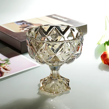 300ML Noroi de Sticlă Înghețată Amber Desert Cup Cupa de inghetata de Mare Picior Castron Castron mic Dejun Decorative Pahar de Cocktail