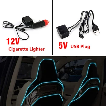 3M Banda Led Auto Interior Iluminat Decorativ, Banda Led EL Cabluri Neon Benzi Auto DIY Flexibil de Lumină Ambientală USB Atmosfera de Petrecere