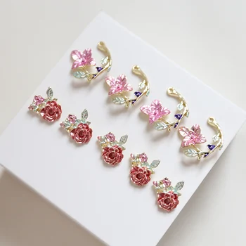 4buc design Nou hot-vânzare de flori de sex feminin de simplu cercei pentru femei ramuri frunze verzi cu găuri pandantiv accesorii bijuterii