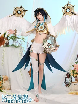 Anime Genshin Impact Venti Cosplay Costum Costum Joc De Benzi Desenate Versiuni Înger Uniformă Costume De Halloween Pentru Barbati 2021 Noi