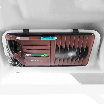 Auto Parasolar Ochelari Clip Card Sac Bag CD-ul de Stocare Multi-funcția de Accesorii Auto Interior Armat Design din Piele Organizatorii