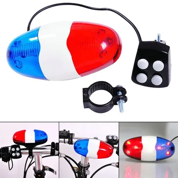 Bicicleta Sirenă de Poliție Cu LED-uri de Lumină Electrică Claxon Bicicleta Corn Putere Sirena, Clopot 6-LED-uri Stroboscop Rosu Albastru Biciclete de Munte de Lumină de Siguranță