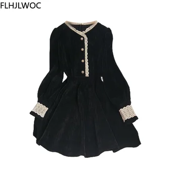 Chic Design Francez Femei Drăguț Fete Dulci Petrecere Dantelă Albă Data Bază Purta Epocă Papion Little Black Dress Fenimine Vestidos