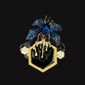 Creativ unic Diamant Spider Black Gold Inel Argint 925 Exagerat de Insecte Inel pentru Femei Partidul Bijuterii Inel de Bijuterii