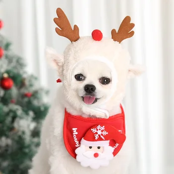 Crăciun Câine de Companie Pălărie Moș Câine Eșarfă Elan de Craciun Cainele Pisica Pălării Lavabil Saliva Prosop pentru Câini de talie Mică de Iarna Câine Accesorii