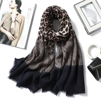 Design De Brand De Bumbac Femei Eșarfă Mototoli Hijab Toamna Leopard De Imprimare Șal Împachetări Bandane Mare Cald De Lux, Mozaic Cravată
