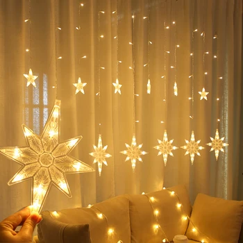DUS de Elan Luna Steaua Șir Perdea Lumini de Basm Pentru Acasă de Crăciun Ghirlanda de Anul Nou Decor Pom de Crăciun Ornament Decor Cadou