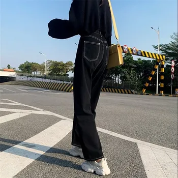 Estetic Harajuku Talie Inalta Blugi Femei Streetwear Solidă Direct Denim Pantaloni Largi Casual Chic Ulzzang Goth Epocă Blugi