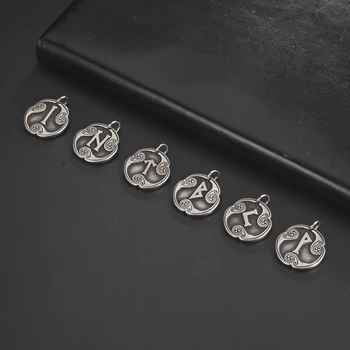 EUEAVAN 10buc Viking Rune Nordice Litere Farmecele pentru Coliere Odin Futhark DIY Bijuterii din Oțel Inoxidabil de a Face Accesorii Vrac
