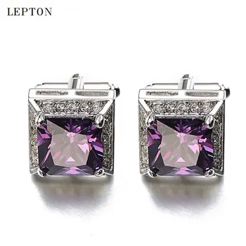 Fierbinte de Vânzare Violet AAA Zircon Butoni de Lux de Brand de Înaltă Calitate de Cristal nunta Mire butoni pentru barbati Cu Cutie de Cadou gemelos