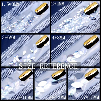 Forma de ochi de Cristal AB 7G 600PCS 7 Dimensiuni de Acril Spate Plat Stras 3D Non Remediere rapidă de Decorare Arta de Unghii Instrument DIY