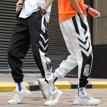 Harajuku Moda Barbati Pantaloni Casual Goth Largi Tactice Pantaloni Sport Mens Îmbrăcăminte Side Stripe Săgeată De Imprimare Cordon Pantaloni De Trening