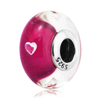 Inima roz din Sticlă de Murano Farmec se Potrivește argint 925 Bratari Pentru Femei de argint margele pentru a face bijuterii