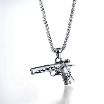 M9 Pistol Pandantiv Colier Otel Inoxidabil/Aur/Negru Hip Hop Armă Bijuterii Craniu ARMA de Bijuterii Cadouri Pentru Bărbați GP3248