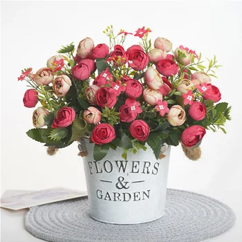 Multicolor Ceai de Trandafiri vaze pentru acasă decorare accesorii fals daisy floare de plastic decorative nunta flori Artificiale ieftine