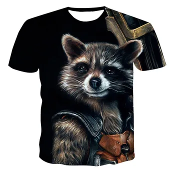 Noi 3d Boys T-shirt Rocket Raccoon Moda Maneca Scurta Top Tee Oameni de Imprimare Vrac Moda O-neck Cămașă de Mari Dimensiuni Maneci Scurte