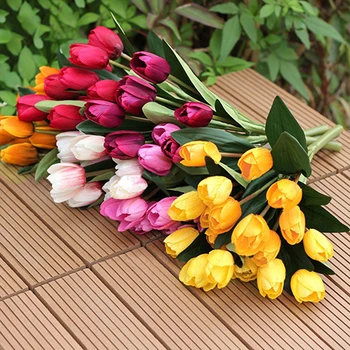 Nou 1 Buchet de 9 Capete de Fals Lalele Flori Artificiale Real Atingere de Mătase Flori de Lalea pentru Biroul de Acasă Decor Nunta fierbinte 2019