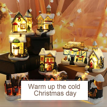 Orașul Petrecere de Crăciun LED-uri de Lumină de Zăpadă Scena Case de Sat Decor de Fum Cabină Ornament Decor Acasă Pentru Copii Cadouri