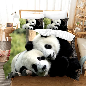 Panda minunat Set de lenjerie de Pat de Animale Drăguț Moda de Lux 3d Carpetă Acopere Set Fular Lenjerie de Pat Twin Regina King Singură Dimensiune Dropship
