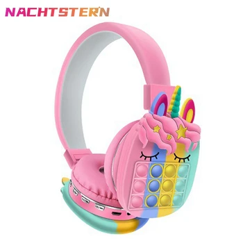 Rainbow unicorn Wireless Casti Creative Bluetooth setul cu Cască Împinge Bubble Frământa Cască Adult de Relief de Stres Decompresie Jucărie