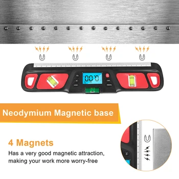 Raportor Digital Unghi Finder Bază Magnetică Goniometru Instrument De Măsurare Inclinometer Construcție Rigla De Nivel 3 Diferite Bule
