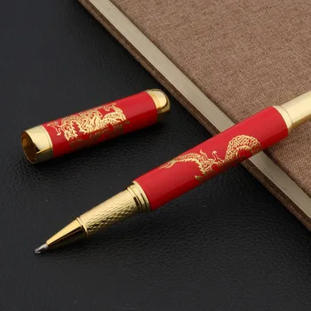 Roșu Portelan Cu Aur Dragon Pictura cadou Trim Rollerball Pen