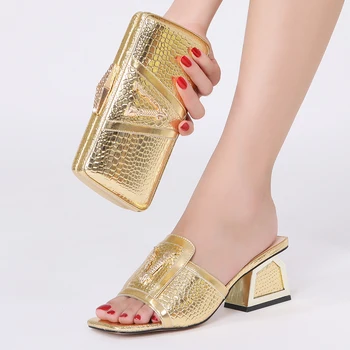 Slipers Geantă De Mână De Înaltă Tocuri Femeie Fantezie De Vară 2022 Mireasa Ultimele Papuci De Telefon Doamnelor Pantofi De Potrivire Și Sac Set