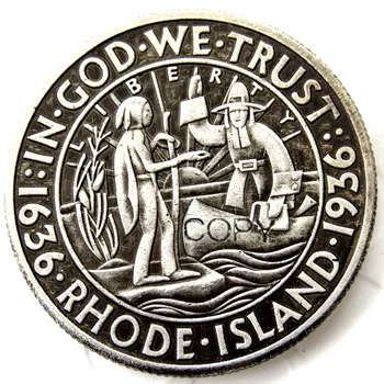 Statele UNITE ale americii 1936 Rhode Island Comemorative Jumătate de Dolar de Argint Placat cu Copia Fisei