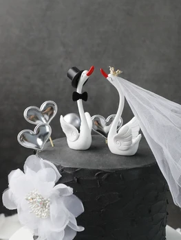 Swan Ornamente de Ziua de nastere Fericit Tort Fân WeddingWedding rochie de Decorare Tort de Dragoste Decor Desert Petrecere de Copt Consumabile