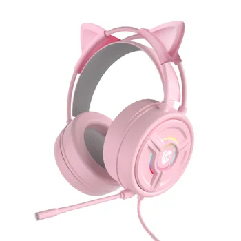 Urechi de pisică Mănâncă Pui Cap-montat cu Fir Gaming Desktop Cască Laptop Gaming Căști cu Microfon