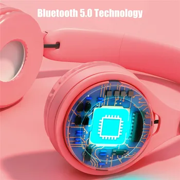 Wireless Bluetooth 5.0 Peste Ureche Căști Stereo Multifuncțional Căști Cu Microfon Fm Sun On/off Pentru Copii Fete