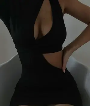 XLLAIS 2021 Vară Stil Nou Negru Rochii Femei Sexy cu Maneci Scurte Halat de Moda Drăguț O singură Bucată Sundress Doamnă Înaltă Haine de Stradă