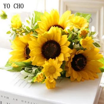 YO CHO 67cm Cădere Lungă de Mătase Artificială de Floarea-soarelui DIY Ramură de Flori pentru Acasă Nunta Decor de Toamnă Fals din Plastic Tulpina de Floarea-soarelui