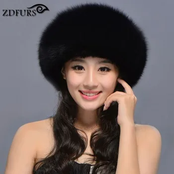 ZDFURS * Vânzare la Cald rusă Blană de Vulpe pălărie de prințesă Real Fox Caciula de Blana pentru Femei de Iarnă Cald Capac din Piele Frizură Mongolia capac AAG-161010
