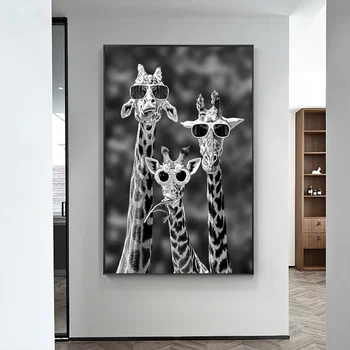 Detailed Accustom Darling Cumpara Girafe cu ochelari de Soare Amuzant Art Postere Si Printuri Alb- Negru Animale Panza Picturi pe Perete Imagini de Artă Cuadros \ Decor Acasă  / www.blue-astral-cernavoda.ro
